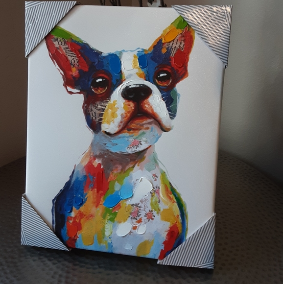 Frenchie Boston Terrier Dog Canvas Print NWT - Picture 5 of 5